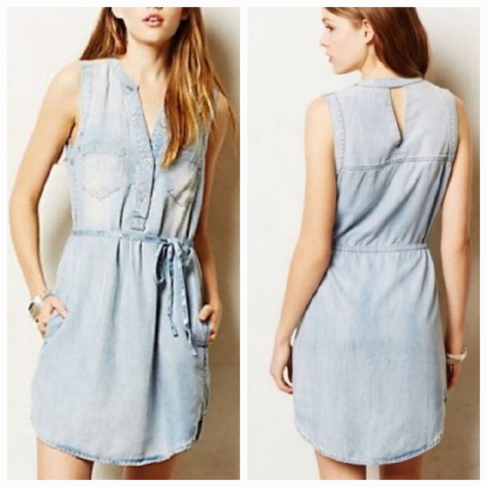 Anthropologie Holding Horses Chambray Mini Dress Size 2